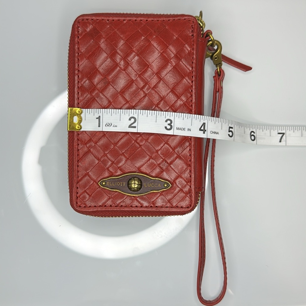 Elliott Lucca red woven leather phone wallet/wristlet - Picture 12 of 14